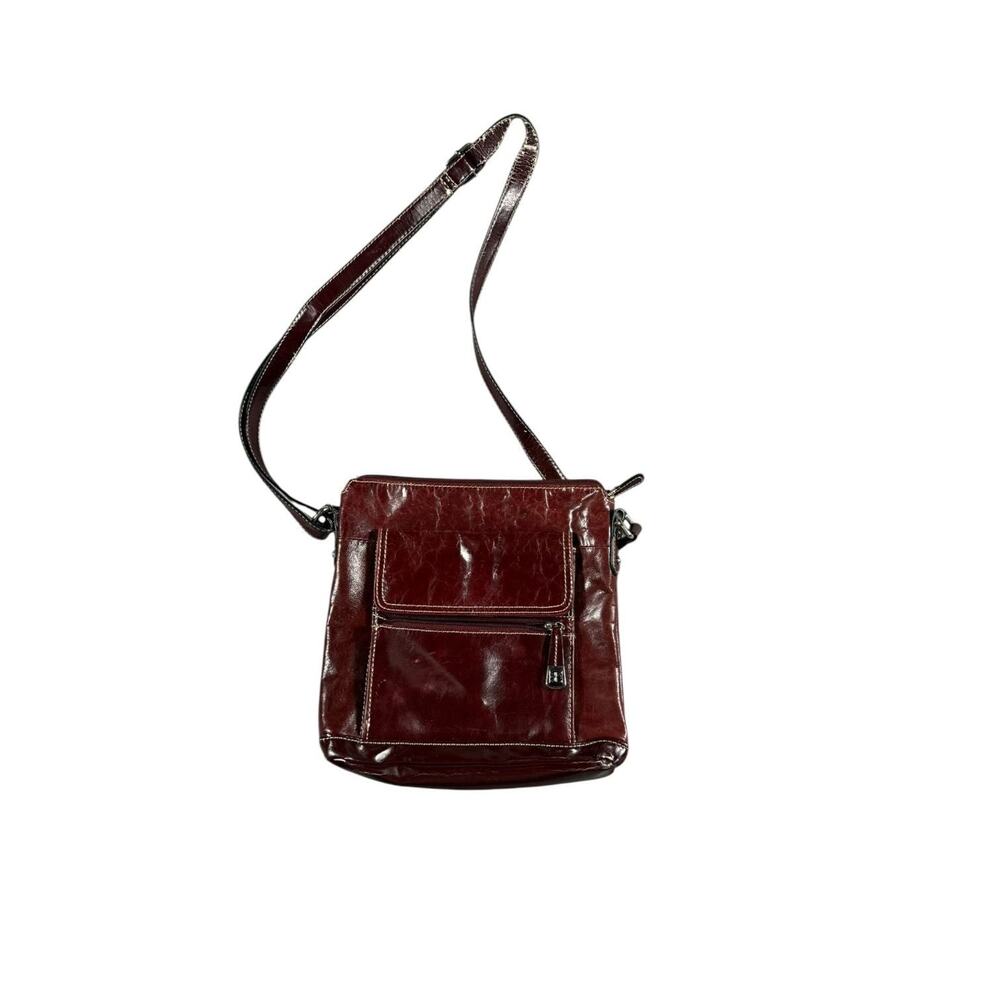 Giani Bernini Glazed Leather Venice‎ Crossbody Bag in Burgundy